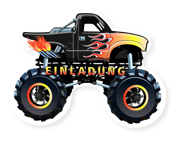 Friendly Fox Monster Truck Einladung, 12 Einladungskarten Kindergeburtstag Monster Truck, Geburtstagseinladungen Monster Auto Truck Geburtstag, Einladungen