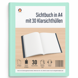 Friendly Fox Sichtbuch A4 mit Klarsichthüllen, Präsentationsmappe mit 30 Klarsichtfolien für 60 Sichten, Urkunden- oder Zeugnismappe