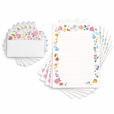 Friendly Fox Briefpapier Set "Blumen", DIN A4 Briefpapier Erwachsene, 20 Blatt inkl. 20 Umschläge, einseitig bedruckt