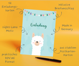 Friendly Fox Lama Einladung, 12 Einladungskarten Kindergeburtstag Lama Party Alpaka
