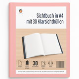 Friendly Fox Sichtbuch A4 mit Klarsichthüllen, Präsentationsmappe mit 30 Klarsichtfolien für 60 Sichten, Urkunden- oder Zeugnismappe