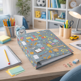 Friendly Fox Sammelordner Kinder Schule, Erinnerungen Schule Ordner, Meine Schulzeit Portfolio Ordner, DIN A4 Ordner für 350 Seiten, Rückenbreite 5,6 cm