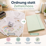 3 Stück Sammelmappen DIN A4 mit Gummizug für Schule, Büro, Studium & Zuhause – Eckspannmappe in Pastell Rosa, Blau & Grün