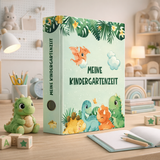 Friendly Fox Dino Sammelordner Kinder, Erinnerungen Kindergarten Ordner, Meine Kindergartenzeit Ordner, DIN A4 Ordner für 350 Blatt, Rückenbreite 5,6 cm