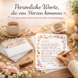Friendly Fox Briefpapier Set "Blumen", DIN A4 Briefpapier Erwachsene, 20 Blatt inkl. 20 Umschläge, einseitig bedruckt