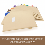 Friendly Fox Papier Heftumschlag A4, 10 Stück Hefthüllen A4 aus Kraftpapier, DIY Heftschoner mit Aufklebern