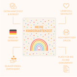 Regenbogen Sammelordner Kinder, Erinnerungen Kindergarten Ordner, Meine Kindergartenzeit Ordner, DIN A4 Ordner für 350 Blatt, Rückenbreite 5,6 cm