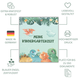 Friendly Fox Dino Sammelordner Kinder, Erinnerungen Kindergarten Ordner, Meine Kindergartenzeit Ordner, DIN A4 Ordner für 350 Blatt, Rückenbreite 5,6 cm