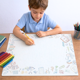 Friendly Fox Back to School Schreibtischunterlage Papier DIN A2 Notizblock aus Papier zum Abreißen, Mal- und Schreibunterlage Kinder