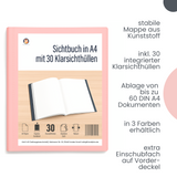 Friendly Fox Sichtbuch A4 mit Klarsichthüllen, Präsentationsmappe mit 30 Klarsichtfolien für 60 Sichten, Urkunden- oder Zeugnismappe