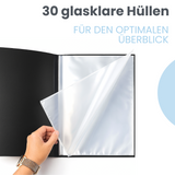 Friendly Fox Sichtbuch A4 mit Klarsichthüllen, Präsentationsmappe mit 30 Klarsichtfolien für 60 Sichten, Urkunden- oder Zeugnismappe