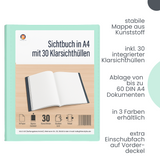 Friendly Fox Sichtbuch A4 mit Klarsichthüllen, Präsentationsmappe mit 30 Klarsichtfolien für 60 Sichten, Urkunden- oder Zeugnismappe