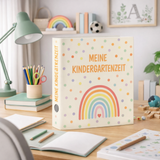 Regenbogen Sammelordner Kinder, Erinnerungen Kindergarten Ordner, Meine Kindergartenzeit Ordner, DIN A4 Ordner für 350 Blatt, Rückenbreite 5,6 cm