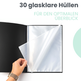Friendly Fox Sichtbuch A4 mit Klarsichthüllen, Präsentationsmappe mit 30 Klarsichtfolien für 60 Sichten, Urkunden- oder Zeugnismappe