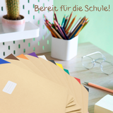 Friendly Fox Papier Heftumschlag A4, 10 Stück Hefthüllen A4 aus Kraftpapier, DIY Heftschoner mit Aufklebern