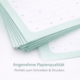 Friendly Fox Briefpapier Set "Dreiecke", DIN A4 Briefpapier mit Linien, 20 Blatt inkl. 20 Umschläge, einseitig bedruckt