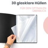 Friendly Fox Sichtbuch A4 mit Klarsichthüllen, Präsentationsmappe mit 30 Klarsichtfolien für 60 Sichten, Urkunden- oder Zeugnismappe