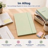 3 Stück Sammelmappen DIN A4 mit Gummizug für Schule, Büro, Studium & Zuhause – Eckspannmappe in Pastell Rosa, Blau & Grün