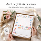 Friendly Fox Briefpapier Set "Blumen", DIN A4 Briefpapier Erwachsene, 20 Blatt inkl. 20 Umschläge, einseitig bedruckt
