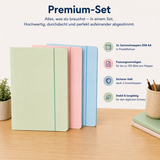 3 Stück Sammelmappen DIN A4 mit Gummizug für Schule, Büro, Studium & Zuhause – Eckspannmappe in Pastell Rosa, Blau & Grün