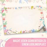 Friendly Fox Einhorn Schreibtischunterlage Papier DIN A2 Schreibtischunterlage Kinder, 25 Blatt Block zum Malen Schreiben