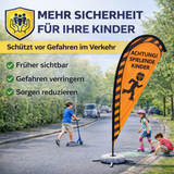 Warnflagge Achtung Spielende Kinder 230 cm großes Warnschild