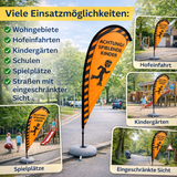 Warnflagge Achtung Spielende Kinder 230 cm großes Warnschild