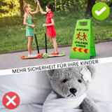 Friendly Fox 2 Stück Warnschilder Achtung spielende Kinder Aufsteller, 60 x 30 cm Sicherheitsschild Vorsicht Kinder Schild mit Reflektorstreifen