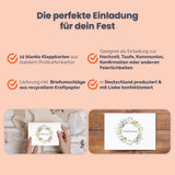 Friendly Fox Einladung Blumenkranz, 12 Einladungskarten zum Geburtstag Taufe Hochzeit