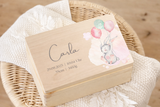 Personalisierte Erinnerungskiste Baby, Holzkiste 30x20x14cm als Erinnerungsbox für Kinder, Babygeschenk, Hase