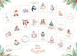 Friendly Fox Weihnachtskarten Set, 24 Weihnachtskarten, A6 Karte Weihnachten, Weihnachtspost, Grußkarten Weihnachten Postkarten