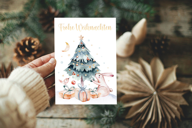 Friendly Fox Weihnachtskarten Set, 24 Weihnachtskarten, A6 Karte Weihnachten, Weihnachtspost, Grußkarten Weihnachten Postkarten