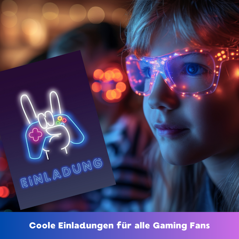 Friendly Fox Gaming Einladung, 12 Einladungskarten Kindergeburtstag Junge Mädchen Geburtstagseinladungen, DIN A6 Einladungskarten Gaming Geburtstag Einladung Spieleabend Zocker Party