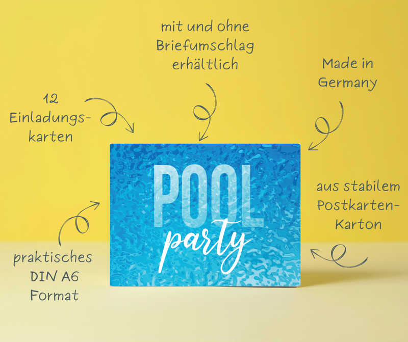 Friendly Fox Schwimmbad Einladung, 12x Einladungskarten Kindergeburtstag Pool Party im Schwimmbad, Aqua Park oder Beach Club
