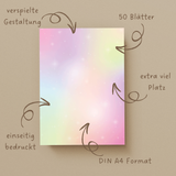 Friendly Fox 50 Blatt A4 Briefpapier Regenbogen, Kinder Briefpapier, DIN A4 buntes Papier zum Briefe schreiben, Motivpapier Twist