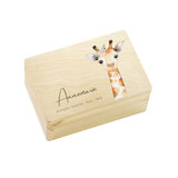 Personalisierte Erinnerungskiste Baby, Holzkiste 30x20x14cm als Erinnerungsbox für Kinder, Babygeschenk, Giraffe