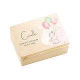 Personalisierte Erinnerungskiste Baby, Holzkiste 30x20x14cm als Erinnerungsbox für Kinder, Babygeschenk, Hase