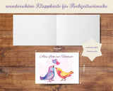 Friendly Fox Hochzeitskarte, 1x Karte zur Hochzeit "Vögel", DIN A6 Klappkarte Alles Gute zur Hochzeit, Grußkarte inkl. Umschlag