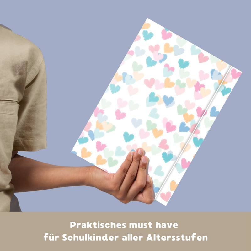 Friendly Fox DIN A4 Sammelmappen Set Einhorn & Herzen, 2x Schulmappe Kinder, Postmappe A4 Schule mit Gummizug, bunte Hausaufgabenmappe Kinder Schule
