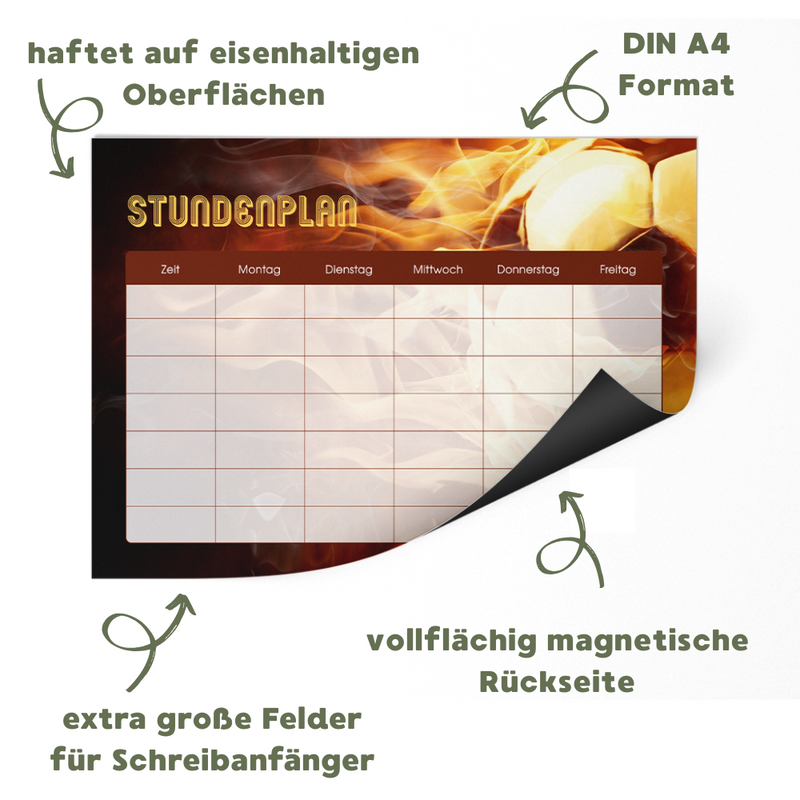 Friendly Fox magnetischer Stundenplan Fußball, 1x DIN A4 Kinder Stundenplan abwischbar, Stundenplan 1. Klasse Junge Mädchen