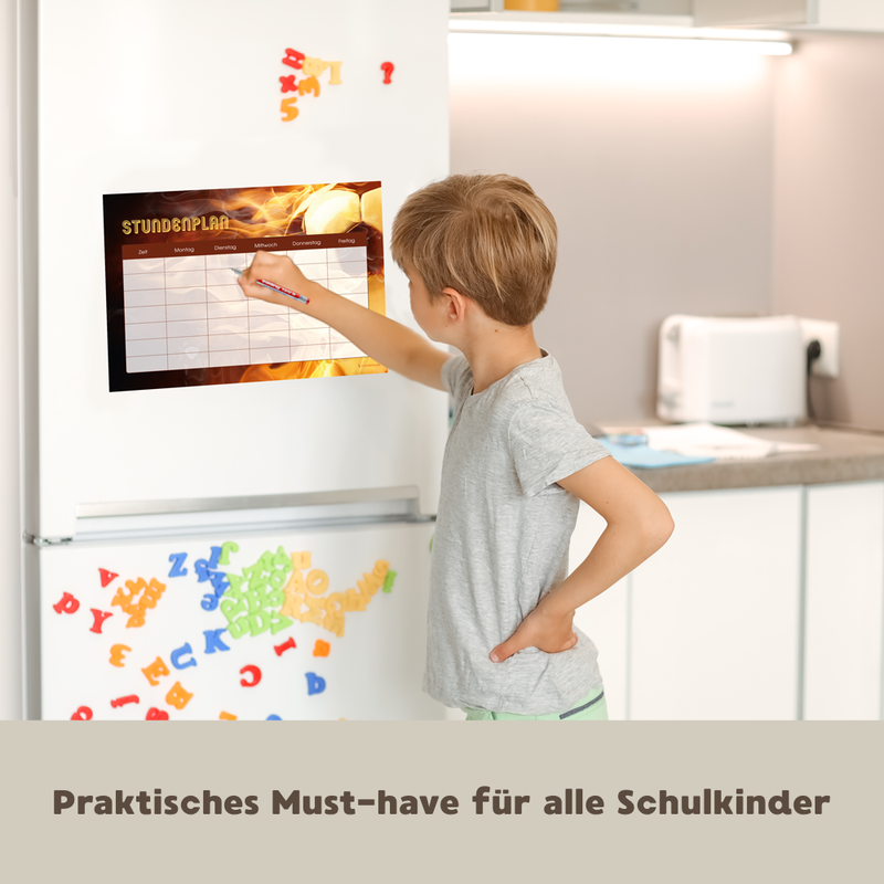 Friendly Fox magnetischer Stundenplan Fußball, 1x DIN A4 Kinder Stundenplan abwischbar, Stundenplan 1. Klasse Junge Mädchen