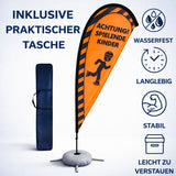 Warnflagge Achtung Spielende Kinder 230 cm großes Warnschild