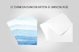 Friendly Fox 12 Dankeskarten, Danksagungskarten mit Meer Motiv, DIN A6 Klappkarte mit Umschlag