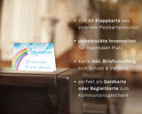 Friendly Fox Regenbogen Karte zur Kommunion, 1x Kommunionskarte mit Umschlag, Klappkarte Kommunion Junge Mädchen