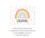 Friendly Fox Regenbogen Einladung, 12x Einladungskarten Kindergeburtstag Regenbogen Party, Geburtstagseinladung