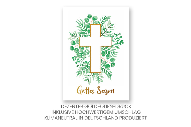 Friendly Fox Christliche Grußkarte Gottes Segen, Klappkarte mit Kraftpapier Umschlag, Karte Taufe Kommunion Konfirmation Hochzeit