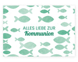 Friendly Fox Fische Karte zur Kommunion, 1x Kommunionskarte mit Umschlag, Karte Kommunion Junge Mädchen