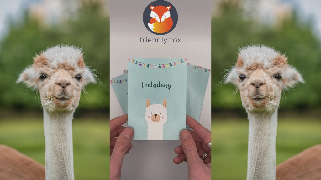 Friendly Fox Lama Einladung 12 Einladungskarten Kindergeburtstag Lama