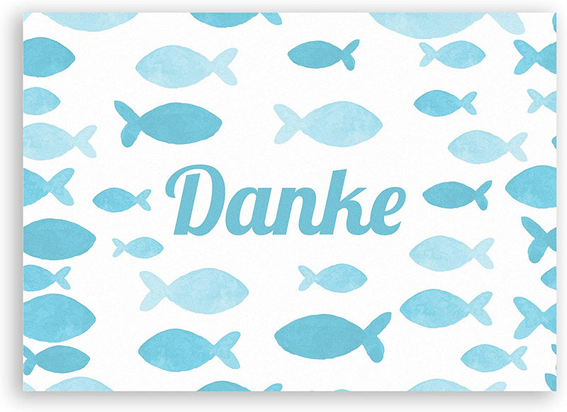 Dankeskarte mit blauem Fisch Motiv 