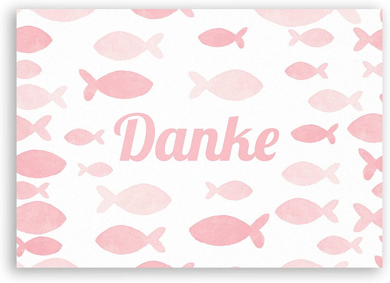 Dankeskarte mit rosa Fisch Motiv